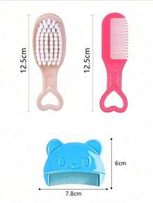 3pcs Newborn Baby Safety Brush Set, Infant Head Care MassageBrush Set, Baby Bathing Brush Set, Toddler Comb Set(Blue, Pink,White) - Multicolor - View 8