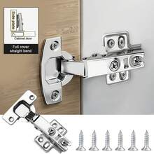 2/4/6 piezas Bisagras de gabinete de cierre suave y silencioso, bisagras de cobertura completa con tornillos para puertas de gabinete de cocina, baño y dormitorio - Bisagras para gabinete - 4 piezas - Ver 3