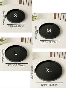 1pc Black Round Premium Serving Tray, For Holding Food, Snacks, Beverages, Sushi, Steak, Pizza, Desserts, Cakes, Breads, Breakfast, Coffee, Tea, Charcuterie - Black - View 6