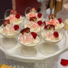 60/90ml Ball-Shaped Dessert Cups, Ice Cream Cups, Mousse Cups, Asymmetric Edge Dessert Bowls, Party-Ready Containers For Ice Cream And Sweets, Boxed Set - Transparent - View 3