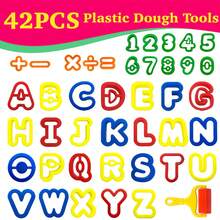 42pcs Learning Clay Tool, Play Dough Roller And ABC Capital Letter Mold & 0-9 Digital Mold, Assorted Colors, Educational Tools For Early Learning, Creative Handmade Craft Tools, Local Warehouse - Red - View 2