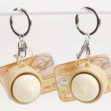 减压包子捏捏乐玩具，逼真蒸包吊坠，包包挂饰，钥匙扣，按压式减压器，适合青少年和成人，减压小吊坠，生日和节日礼物 - 彩色 - 查看 5