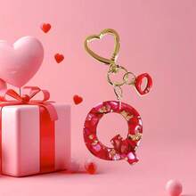 1pc Red Epoxy Initial Keychain, Cute Rhinestone Red Lip Heart Shaped Keyring, Valentine's Day Gift, Women Bag Charm Pendant, Suitable For Gifting To Lover/Best Friend/Mother/Friend - Red - View 15