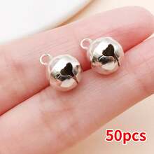 50pcs Vintage Mixed-Metal Mini Bell Charms - Copper Plated 18K Gold, Thick Silvery & Platinum - DIY Jewelry Findings For Bracelets, Necklaces & Christmas Decorations - Multicolor - View 23