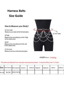 加大码链条腰带，PU皮革腰链束带，女士时尚链条腰带，加大码链条腰带，万圣节服装，女士PU皮革束带 - 黑色 - 查看 12