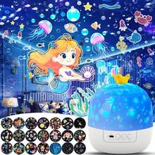 Luz Nocturna Proyectora de Corona con 21 Juegos de Películas de Proyección - Rotación 360° Estrellada y Enchufe USB, Lámpara de Mesa con 3 Tipos de Colores, Decoración Moderna de Techo/Dormitorio, Para Fiestas, Navidad, Regalo del Día de San Valentín, Decoración de Fiesta - Multicolor - Ver 2