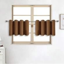 1pc Solid Color Polyester Blackout Curtain Panel, Room Darkening Thermal Insulated Curtain For Living Room, Bedroom Decor - Rust Brown - View 18