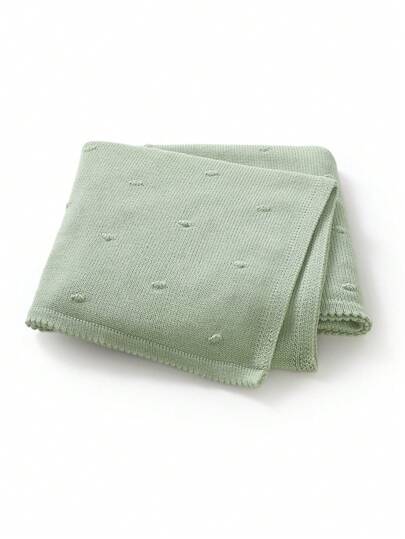 1pc Baby Knitted Blanket With 3D Polka Dot Decor, Fashionable Children Blanket, All Season