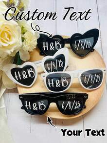 Personalized Glasses, Wedding/Heart-Shaped Glasses, Wedding Glasses, Bridesmaid Gifts, Bachelorette Party, Wedding Party, New Fixed Single-Piece Glasses, Bridesmaid Supplies, Bride Gift Items - Multicolor - View 1