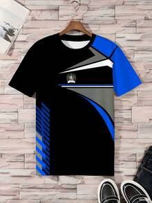 Große Größen Rundhals Kurzarm T-Shirt, Outdoor Fitness Sport, schnelltrocknend und bequem, Business Casual für den täglichen Weg zur Arbeit - Blau - Übersicht 3