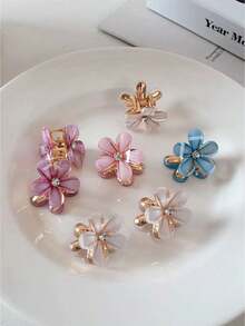 10pcs Girls' Minimalist Fresh Floral Crystal Hair Clips - Multicolor - View 2