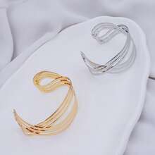 Wide, Braided, Adjustable Women's Bracelet, Plated In 18K Gold Or 925 Silver. - Vàng - Xem 4