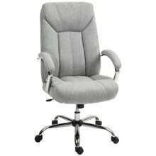 Ergonomic Rocking Office Chair With Padded Armrests And Headrest, Height Adjustable, Swiveling With Backrest, In Light Grey Nylon, 65 X 78 X 110-118 Cm