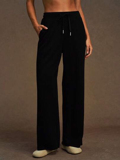 VVX Women's Wide Leg Yoga Pants Drawstring With Pockets High Waist Straight Leg Sports Pants, Comfortable Casual Workout Sweatpants For Gym Daily Wear All Seasons