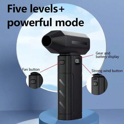 6000mAh 手持式涡轮风扇，除雪除尘制冷带照明，USB充电