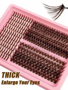 Rikuaild 280/300 Pcs Brown Spiky+80D+100D Lashes Fluffy Soft Thick Eyelashes Dramatic Look Elevating Your Beauty Suitable For Daily Use Gift For Women & Girl - D - Xem 6