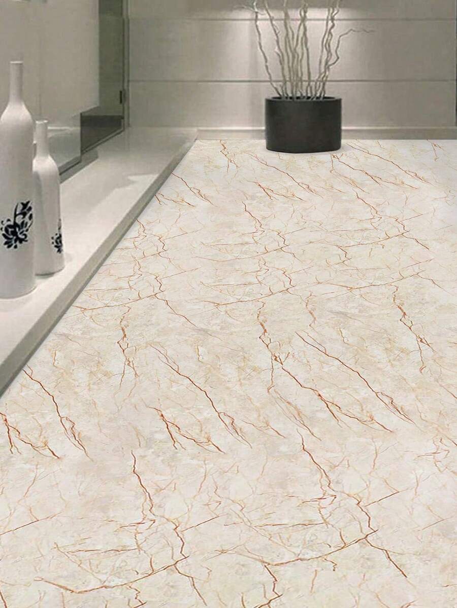 1片加厚易清洁石纹地板贴纸，适用于客厅、卧室、办公室、咖啡厅、餐厅等场所的地板翻新，防水、防滑、耐磨，家居装饰，仿石裂纹地板贴纸 - 米色 - 查看 1