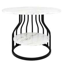 Round Table (80*80*76 Cm), Ideal For The Dining Room Or Living Room. Black Marble-Effect MDF Top.