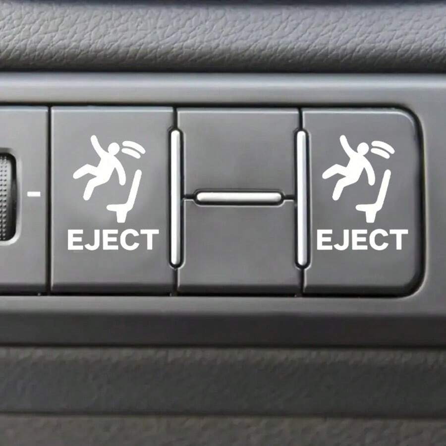 2个弹出式按钮贴纸，适用于汽车按钮，趣味汽车配件，适合男士，搞笑汽车贴花，汽车爱好者恶作剧贴纸 - 2pcs彈出按鈕貼紙 - 查看 1