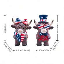 Patriotic Highland Cow Resin Home Decor, Featuring American Flag Design - Patriotic Home And Office Decoration, Desk And Living Room Art, Durable Indoor/Outdoor Decor, Vibrant Colors, Suitable For Planters, Garden, Aquarium, Home And Office - Patriotic Highland Cattle - View 6