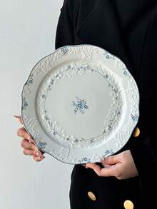 1pc/2pcs Ceramic Dinner Plate Set, French Vintage Floral Embossed Handmade Ceramic Plate, Large 8.5"/10" Capacity Ceramic Dish, Suitable For Western Food, Pasta, Steak - Perfect Dinnerware, Photography, Party Set, Dishwasher & Microwave , Commercial Use - Multicolor - View 10