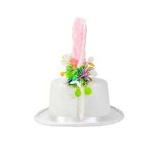 Easter Women Top Hat, Colorful Cute Bunny Ear Hat Sequins Tinsels Jazz Hats Wide Brim Hat - 白色 - 查看 3