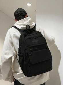 Ruitu Stationery-Black Cargo Style Backpack Large Capacity Casual Daypack - A - View 9