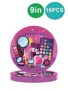 16pcs, Cosmetics Themed Spa Party Disposable Tableware Set, Including 7/9inch Paper Plate, 9oz Paper Cup, Napkin And Supplies Set, Suitable For Ladies Spa Birthday Party, Friends Party, Spring Event, Holiday Party Supplies - Multicolor - View 5