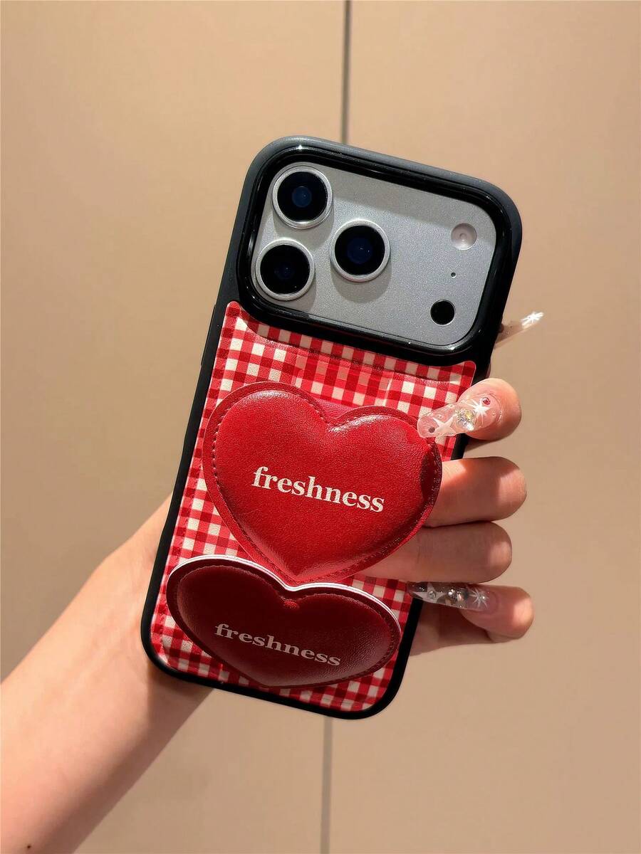 1个INS风格子爱心手机壳支架，兼容 15 Pro、15 Pro Max、16 Pro、16 Pro Max、17 Pro、17 Pro Max - 彩色 - 查看 1