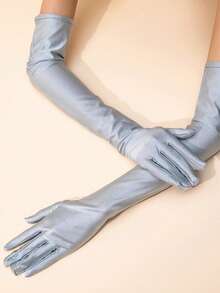 1 Pair Milk Silk Stretchy Gloves, Suitable For Parties, Carnivals, Celebrations And Other Occasions,Travel,Festival,Party,Camping - Gray-251 - View 6