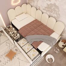 Upholstered Daybed 90x190 Cm, Daybed Sofa Bed With Hydraulic Storage, Children's Bed With Metal Slatted Base, Velvet, Beige, Without Mattress - Beige + Velvet + 90cm X 190cm - View 7