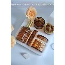 uego de accesos de baño LaMarriti Aer 5 piezas de conuntos de baño de d tranrente dispensador de n de manos nera uego de soporte para cepillos de dientes soporte para - Marrn mbar - Ver 6