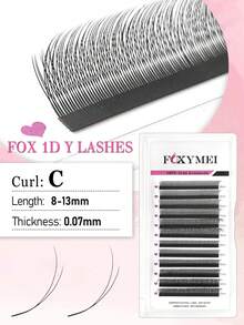 Extensiones de pestañas en abanico de 1600 Fan Fox 1D con forma de Y, rizo C/D, ultra suaves con forma de W de 8-13 mm, ideales para principiantes, estilo de ojo de gato manga, de alta calidad, premontadas, con efecto de alargamiento de la cola del ojo para salón - Negro - Ver 11