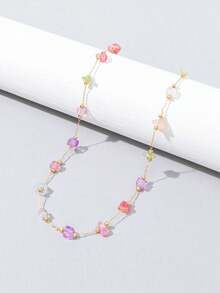 1 chiếc vòng cổ đá thủ công hình dáng bất đối xứng (Màu sắc và số lượng đá có thể khác nhau) - Đầy màu sắc - Xem 3