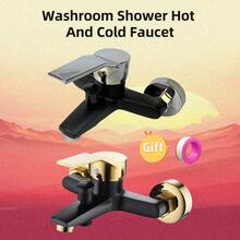 1pc Upgrade Your Shower With A Classic Ful Hot & Cold Water Mixer Valve - Easy Install, No Battery Needed, Showerhead Set, Three-Way Bathtub Faucet - Black Gold - View 2