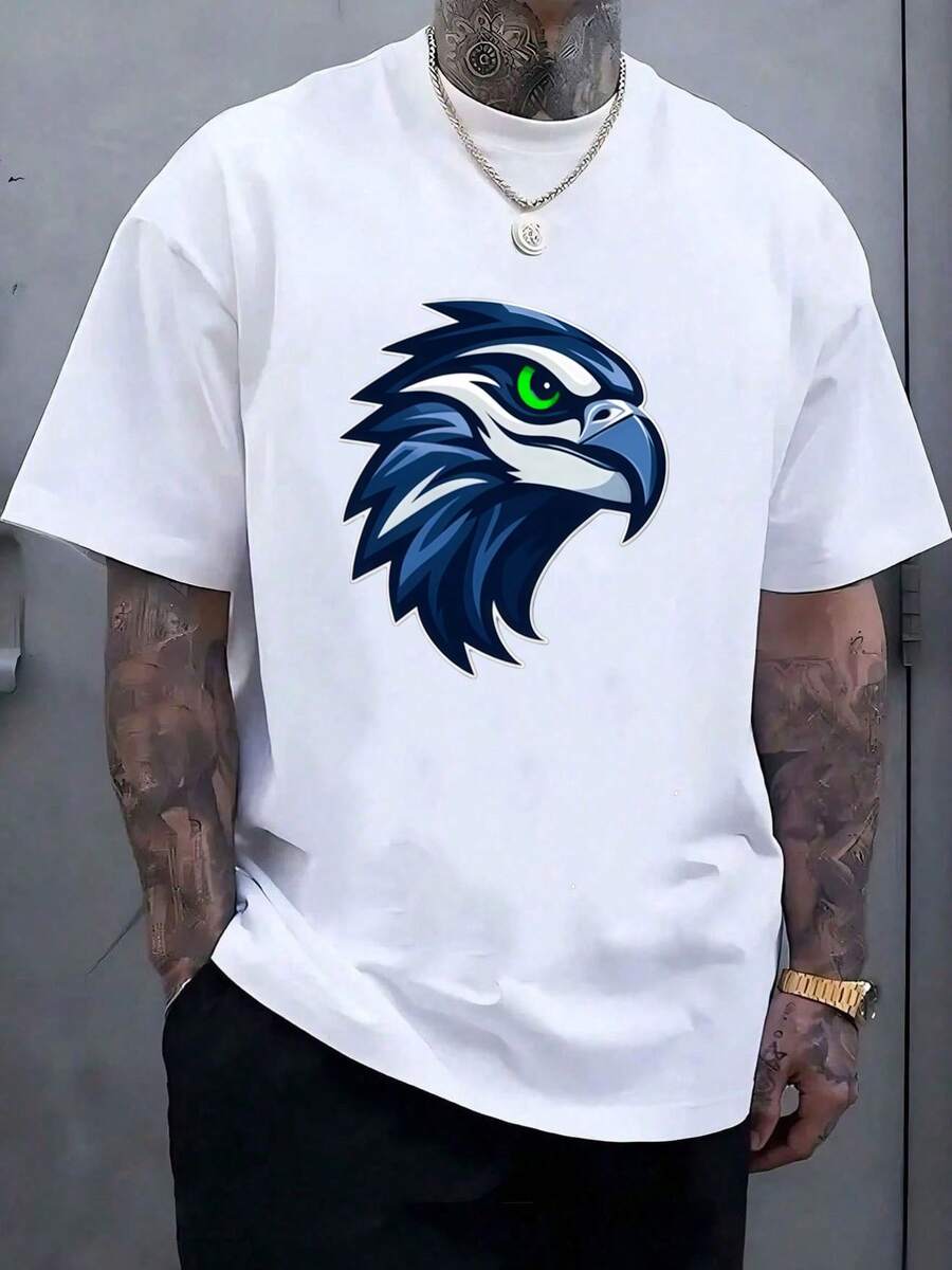 Men's SeattleSeahawks Fan Graphic Tee ,Seahawks Football T-Shirt, Cool Popular, Fashion, Gift For Football Fan, Men'S And Women's Graphic T-Shirt,Casual Sport Attire - Machine Washable, Seahawks Gift For Men - 白色9 - 查看 1