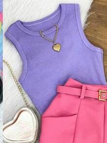 Women's Basic And Essential Tank Top For Summer And Carnival - Lavender - View 2