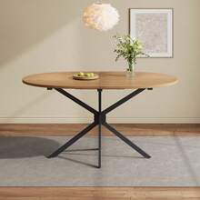 Oval Dining Table, 120 X 80 X 75.5 Cm, Modern And Robust Style, Metal Legs, Ideal For 4 To 6 People. Clean And Modern Design.