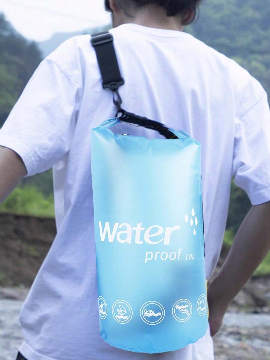Premium Blue Roll Top Waterproof Backpack, PVC Mesh Storage Bag, Transparent Dry Sack For Hiking, Boating, Rafting, Beach, Swimming & Outdoor Travel - Baby Blue - View 1