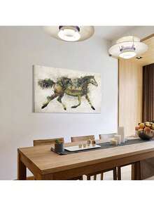 1 Piece With Frame, Wall Decoration, Forest Horse Art Poster, Modern Canvas Oil Painting Art Wall Decoration Mural, Canvas Oil Painting Wall Art Poster, Home Decoration, Holiday Gift, Suitable For Bedrooms, Living Rooms, Bathrooms, Dining Rooms, Classrooms, Studies, Kitchens, Offices, Apartments, Dormitories, Hotels, Bars, Cafes, Studios, Dressing Rooms, Corridors, Galleries And Other Places To Create A Beautiful Wall Background Decoration. - 馬 - 查看 2