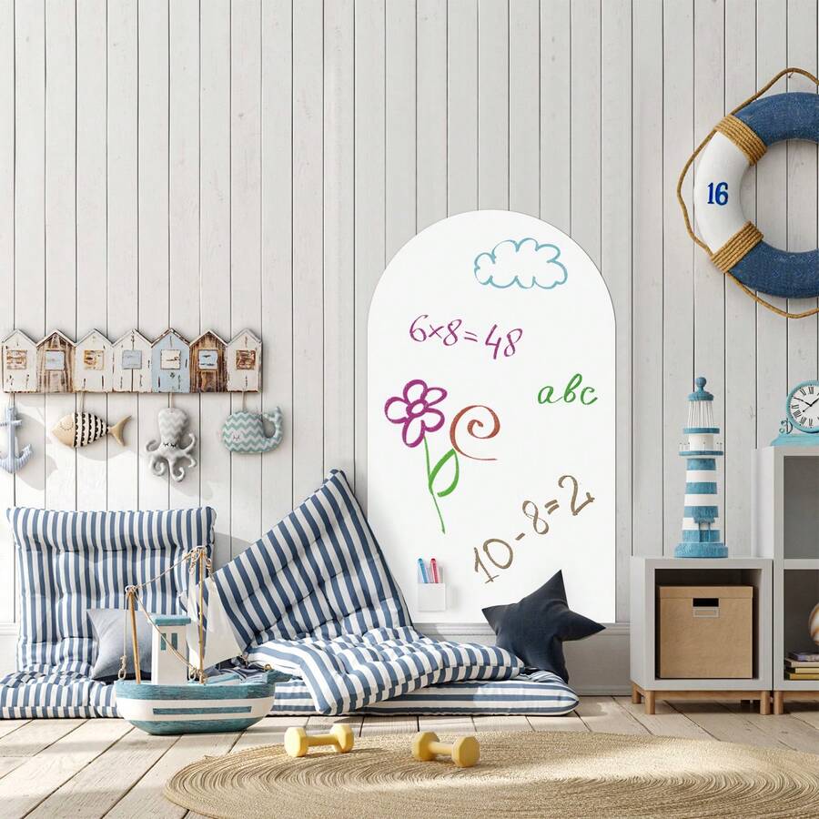 Arch Magnetic Whiteboard & Chalkboard Wall Sticker (2 Sizes) Self-Adhesive Dry Erase Board For Kids Home Office - B--white - View 1