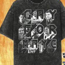 Vintage Wash Gay For Maye T-Shirt, Drake Maye Graphic Fan T-Shirt - 黑色 - 查看 1