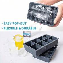 2 Silicone Ice Cube Tray, Easily Release 8 Square Ice Cubes Per Tray, 2" Large , Reusable, Suitable For Fridge, Chocolate, Baby Food, Juice (With Ice Clamps) - Multicolor - View 4