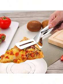 Stainless Steel Spatula Tongs, Multi-Function Steak Barbecue Tool, Fish Spatula, Household Kitchen Bread Clip, Food Flipper Steak Tongs, Outdoor Picnic Pancake Clip, Pancake Spatula, Pizza Steak Tongs, Grilling Cooking Tools - A - View 5