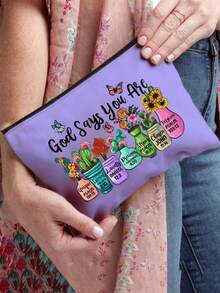 1个励志基督教化妆包 | “上帝说你是独一无二的”宗教化妆包，印有花卉圣经经文 | 拉链便携多功能旅行收纳包 | 多色可选 | 适合日常/旅行/校园使用 | 适用于日常使用、旅行、度假、商务出行、通勤和校园生活 | 节日/圣诞节/情人节/周年纪念日送给女性的完美礼物 - 彩色 - 查看 4