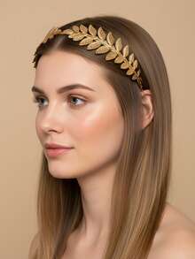 1件/2件装头饰/金叶枝条发箍皇冠/新娘婚礼头饰希腊女神配饰，适合特殊场合、婚礼、派对或提升您的日常造型。精致的叶片设计捕捉了自然之美和古老魅力的精髓。这款发箍轻盈舒适，确保全天佩戴稳固。发箍发饰 - 彩色 - 查看 1