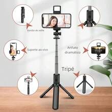 BSLIUFANG Extendable Multifunctional Bluetooth Selfie Stick With Phone Holder And Selfie Light, Wireless Remote Control - one-size - View 5
