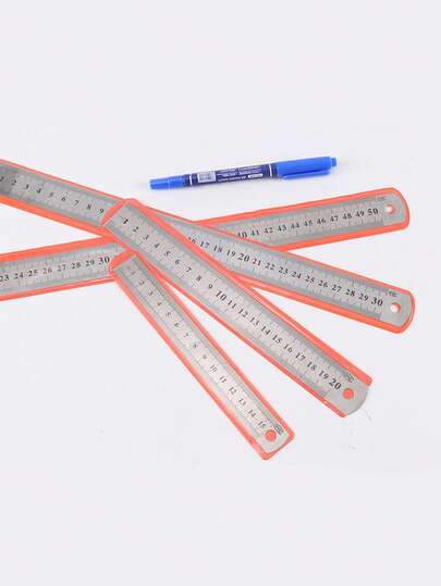 1pc 30cm/20cm/15cm Student Ruler, Uniform Standard Stainless Steel Ruler For Drawing And Measurement