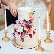 12 Pack Glass Candlestick Holder, 4" H Stripe/Dimond Crystal Candle Holders, Crystal Decorative Candle Stand, Clear/Amber Taper Candle Holders Bulk For Table Centerpiece Decor, Valentine's Day, Wedding, Dining Party, Gift - Sọc hổ phách - Xem 7