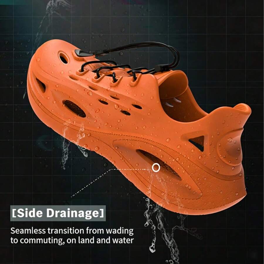 Men's Summer New Breathable Thick Sole Wear-Resistant Lightweight Convenient Outdoor Water Trekking Hollow Trekking Beach Sandals - Burnt Orange - View 1